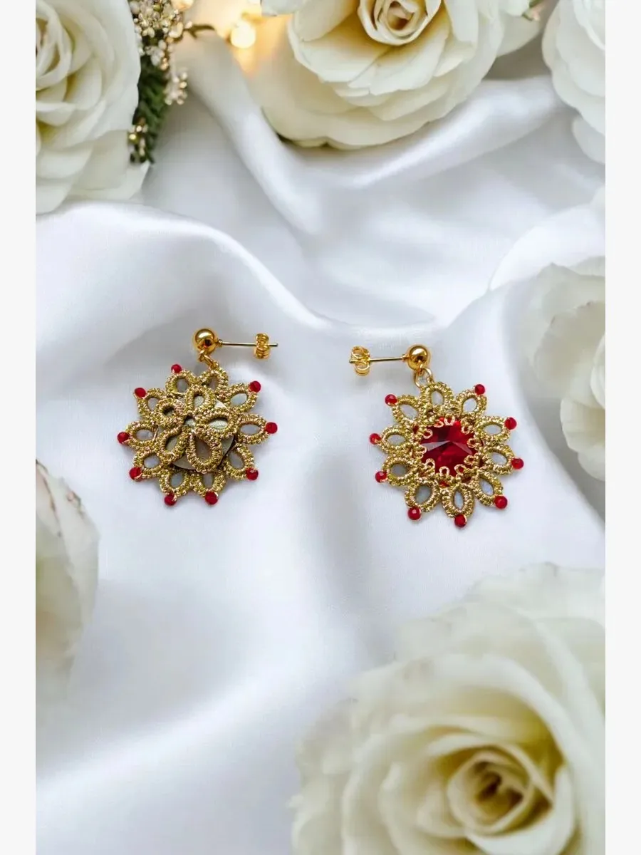 "Sun" Tatted Lace Earrings 5