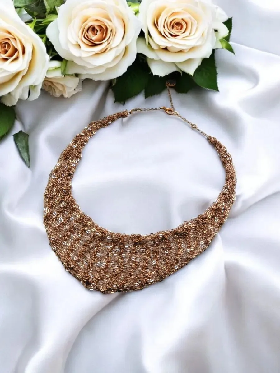 Handmade Knitted Gold Chain Necklace 5
