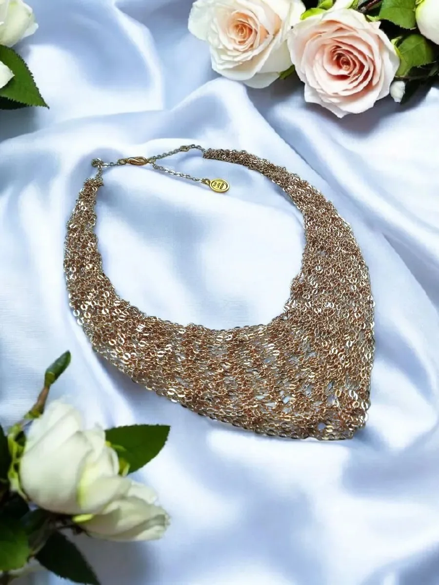 Handmade Knitted Gold Chain Necklace 2