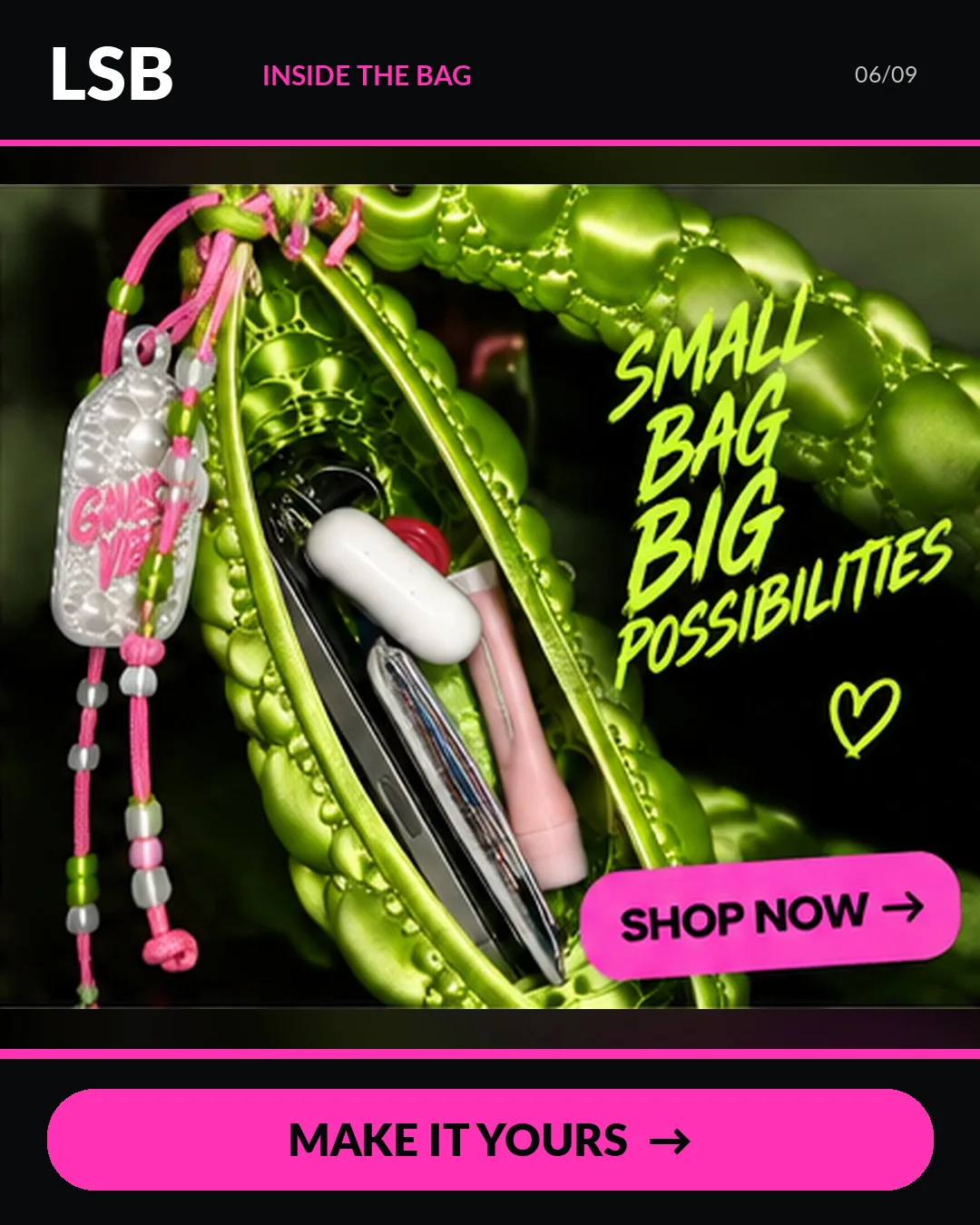 Neon Green Bubble Bag 6