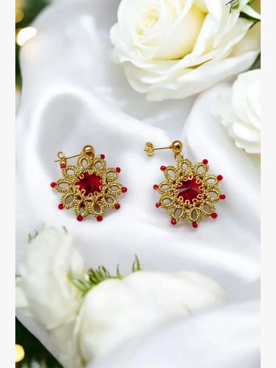 "Sun" Tatted Lace Earrings 3
