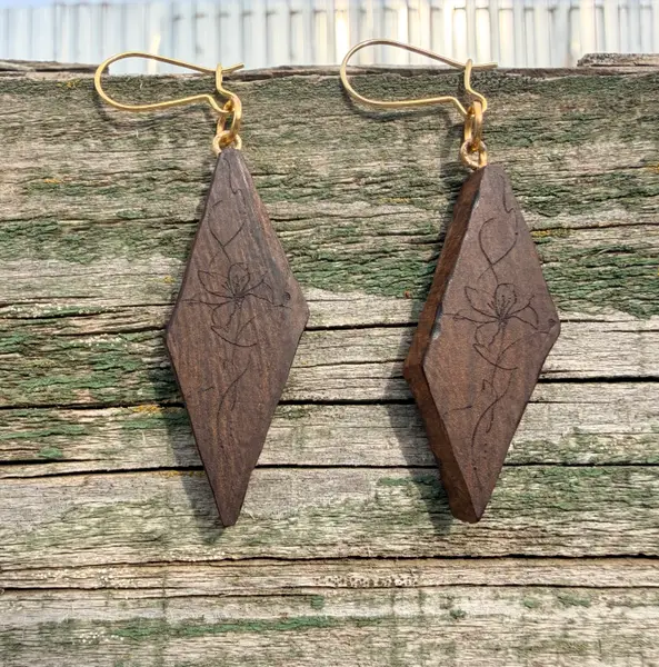 “Asymmetrical Diamond” earrings.