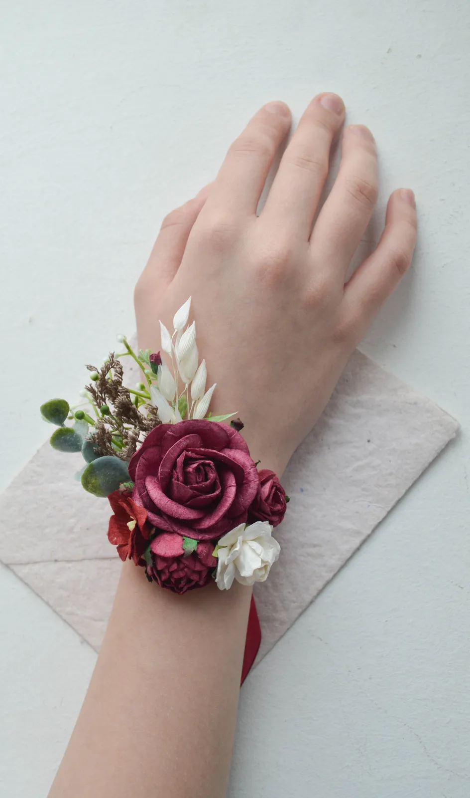 Marsala Rose Wedding Wrist Corsage 1