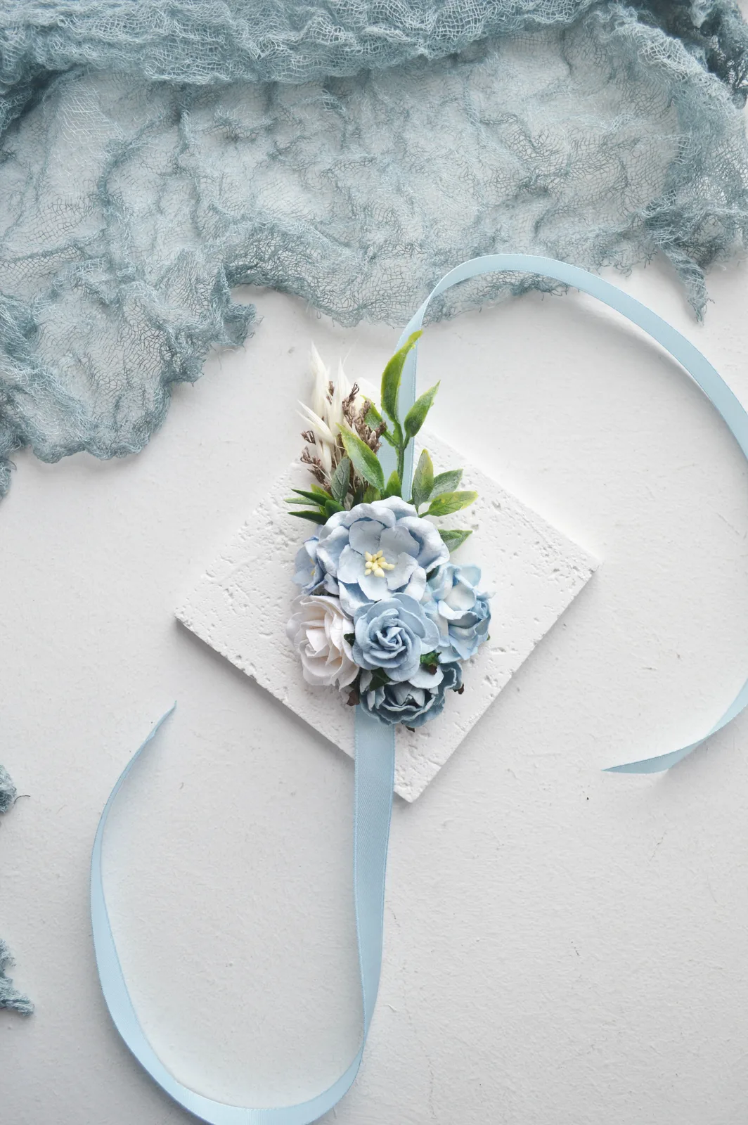 Dusty Blue Rose Wedding Corsage 2