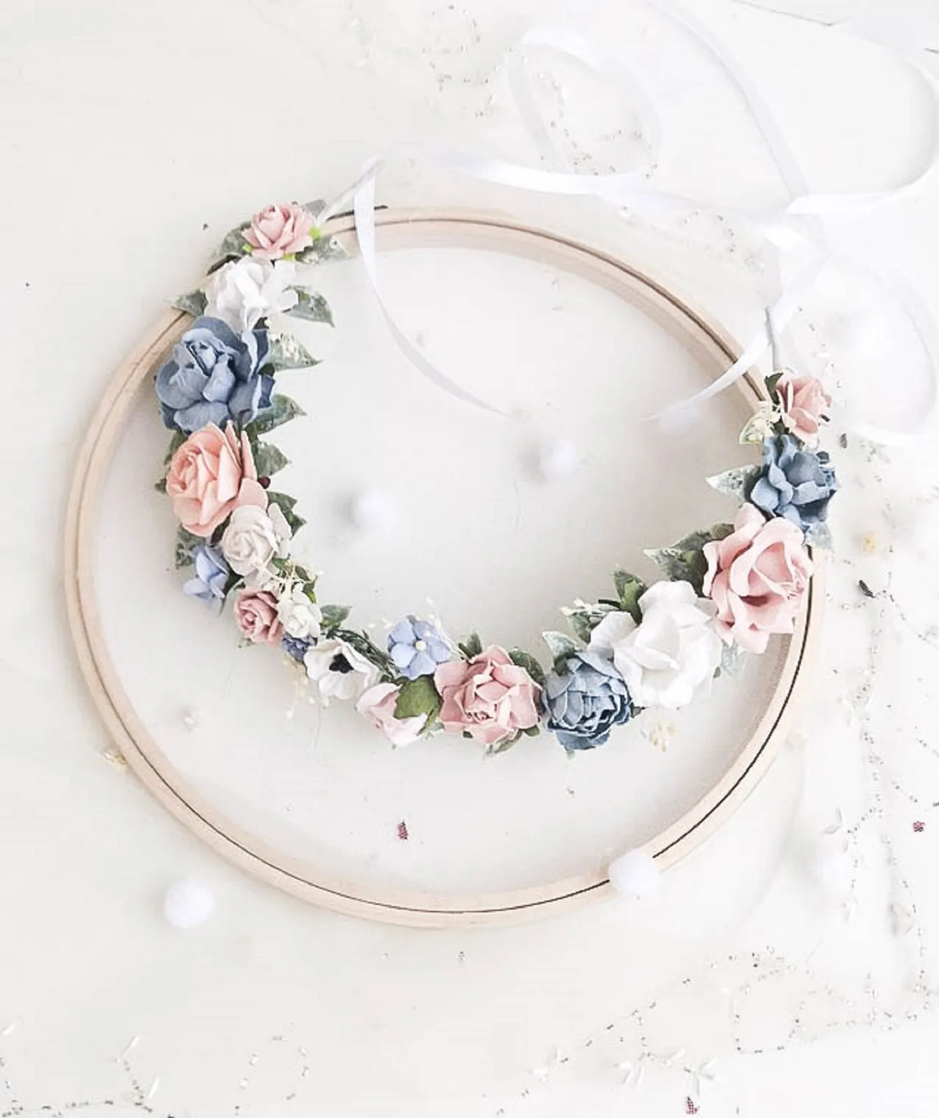 Blue Pink Silk Flower Crown for Bride 1