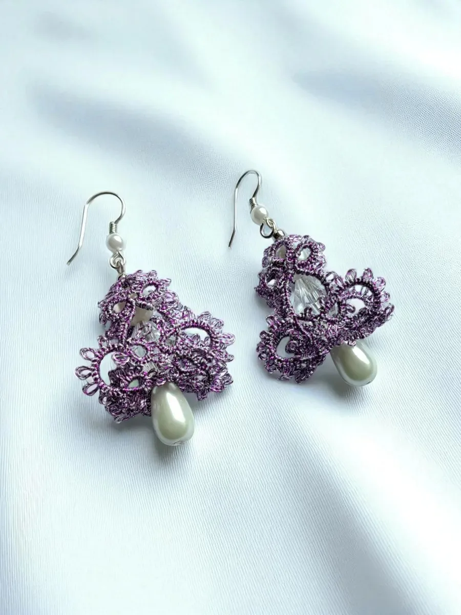 "Arcadia" Tatted Lace Earrings 2