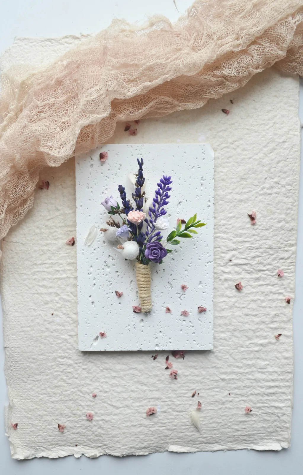 Lavender Silk Boutonniere for Groom and Groomsmen 3