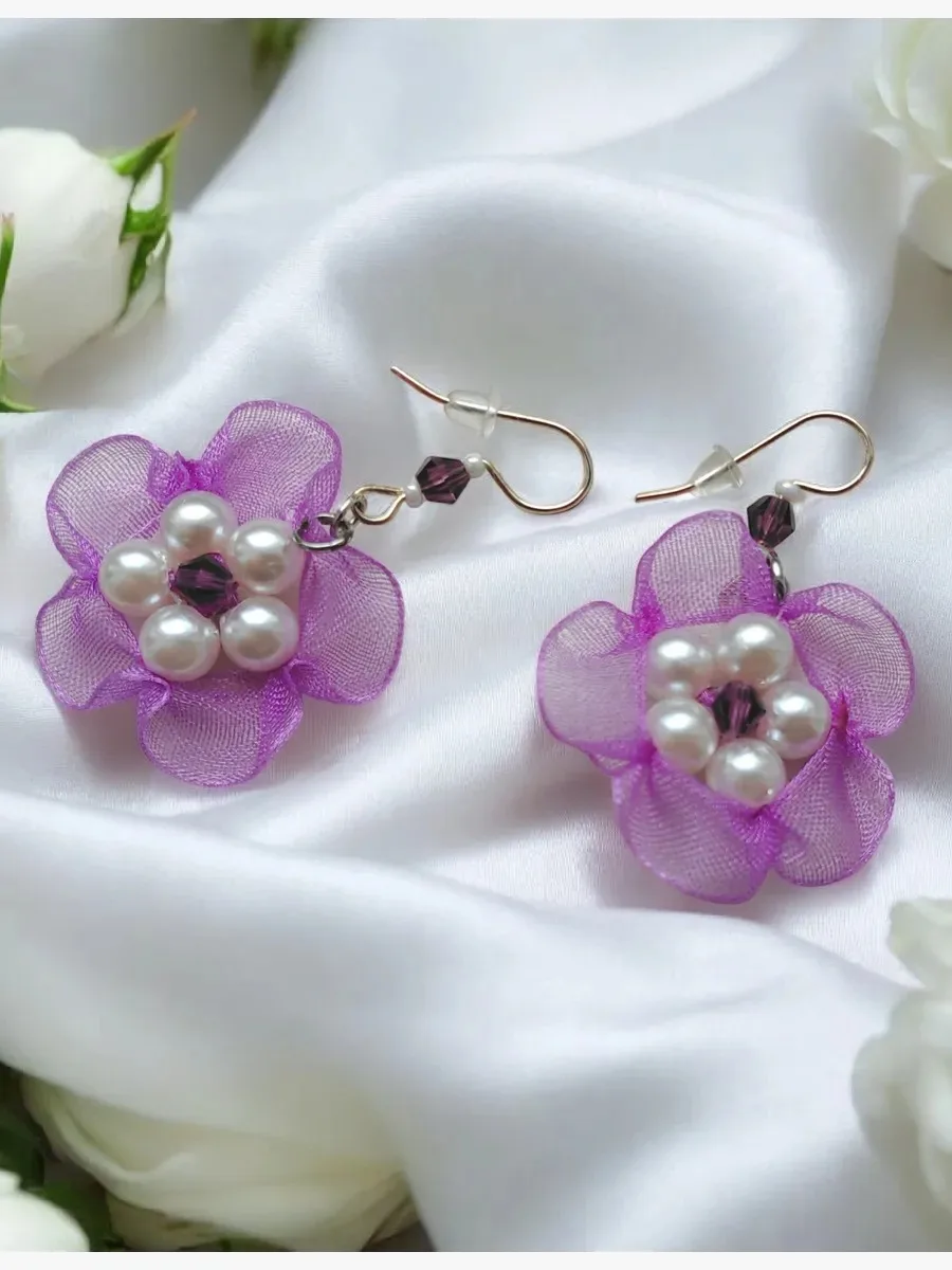"Cherry Blossom" Tatted Lace Earrings 3