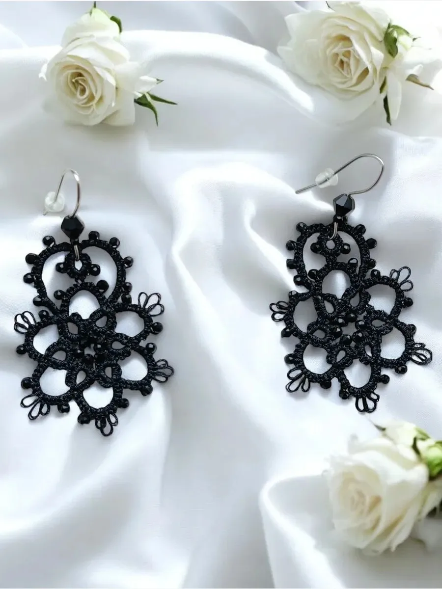"Flower" Tatted Lace Earrings 4
