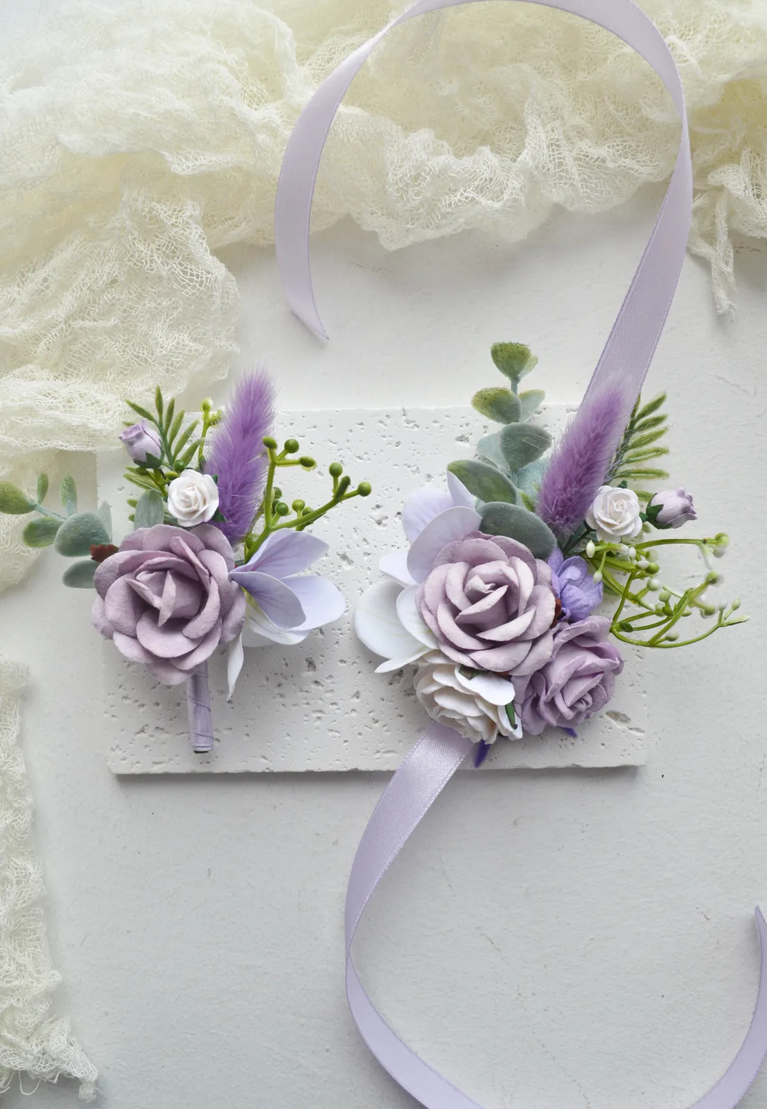 Lavender Rose Groom Boutonniere 2
