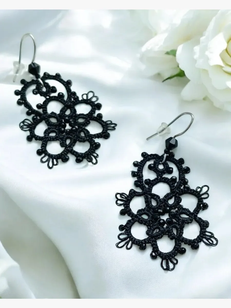 "Flower" Tatted Lace Earrings 5