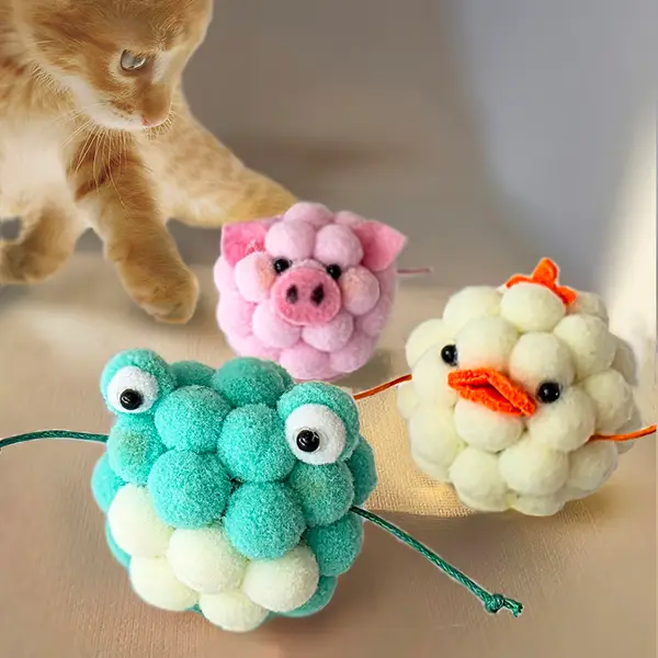Handmade Animal Rattle Balls for Cats
