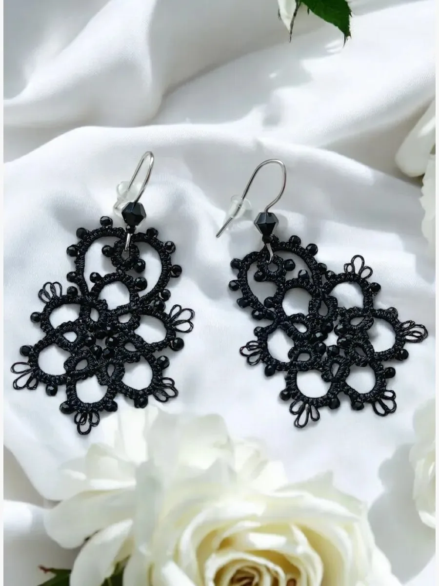"Flower" Tatted Lace Earrings 2