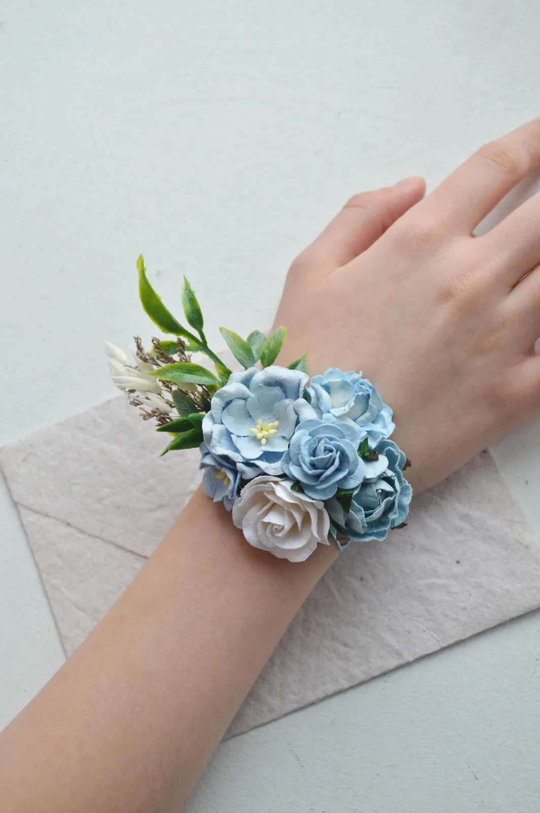 Dusty Blue Rose Wedding Corsage 1