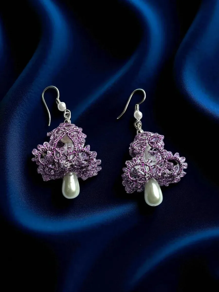 "Arcadia" Tatted Lace Earrings 4