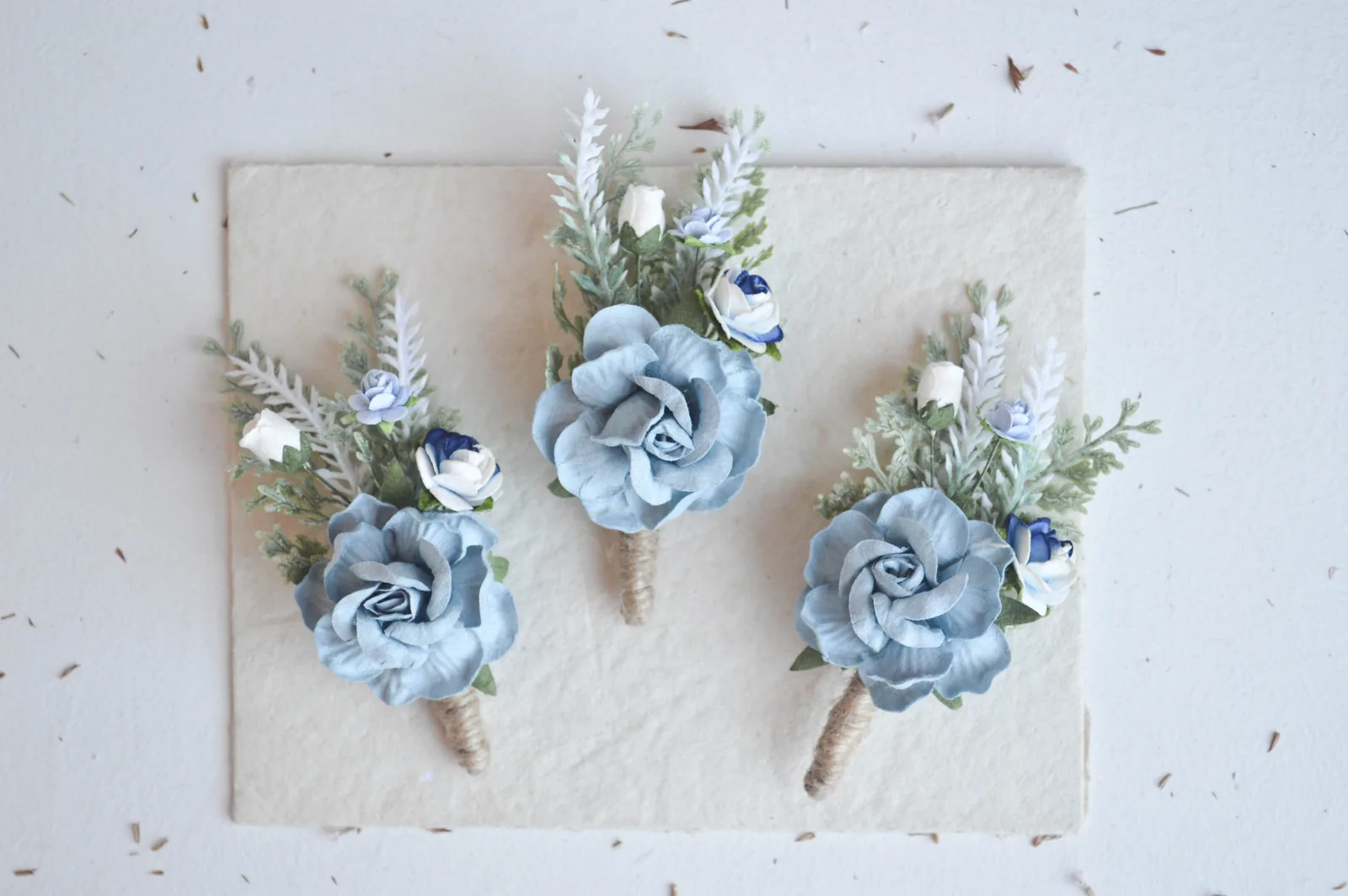 Dusty Blue Silk Boutonniere for Men 4