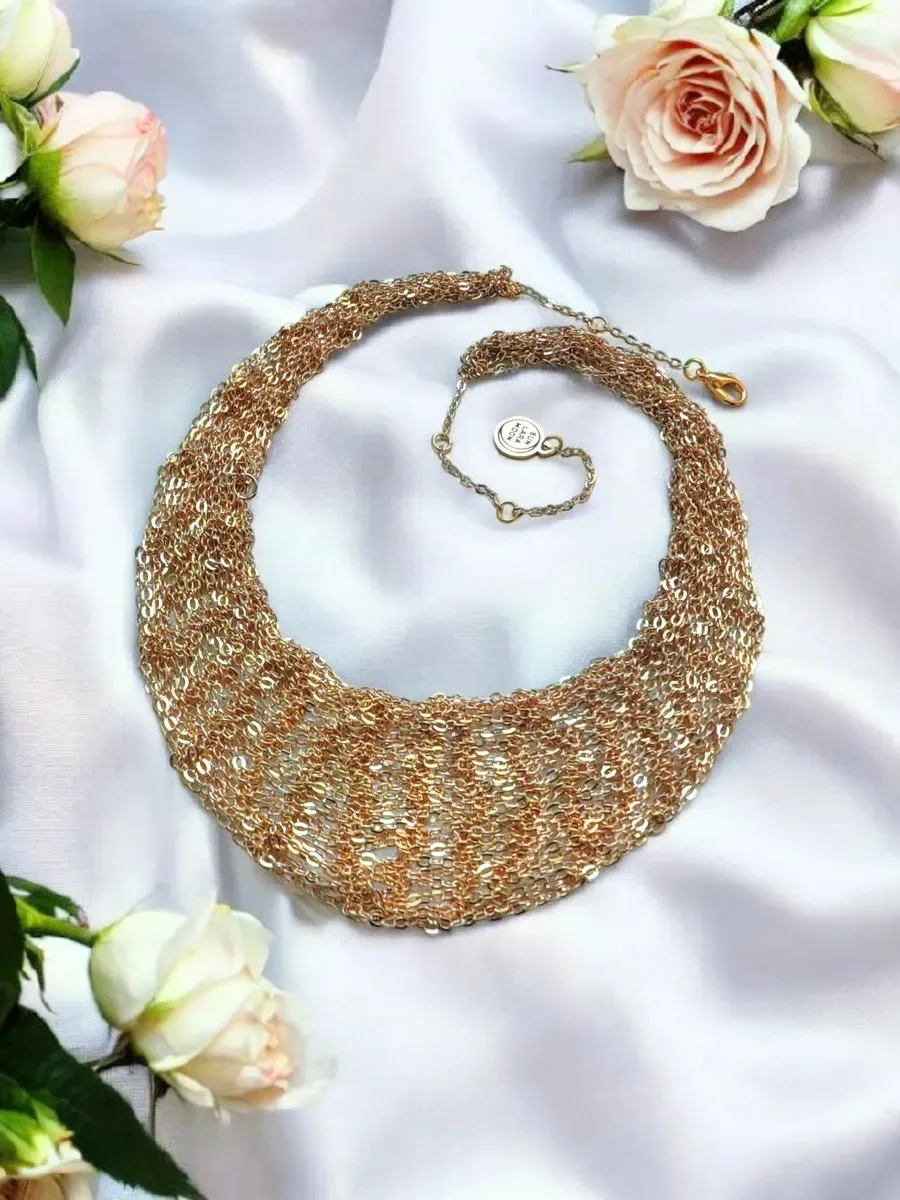 Handmade Knitted Gold Chain Necklace