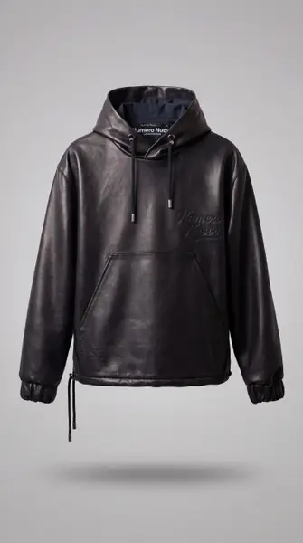 Leather hoodie jacket