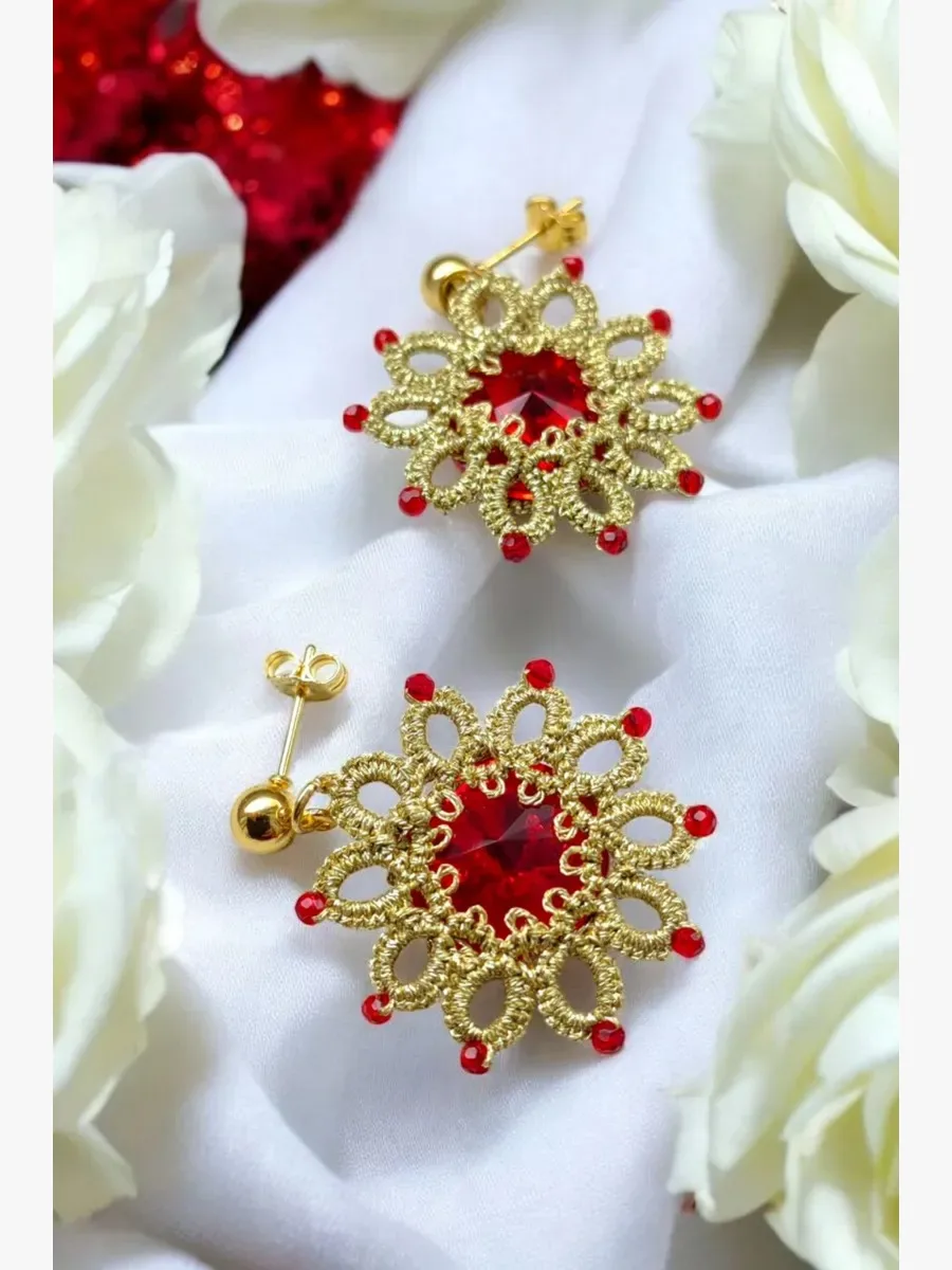 "Sun" Tatted Lace Earrings 2