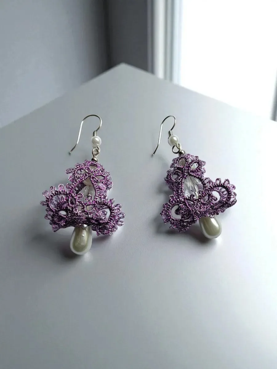 "Arcadia" Tatted Lace Earrings 5