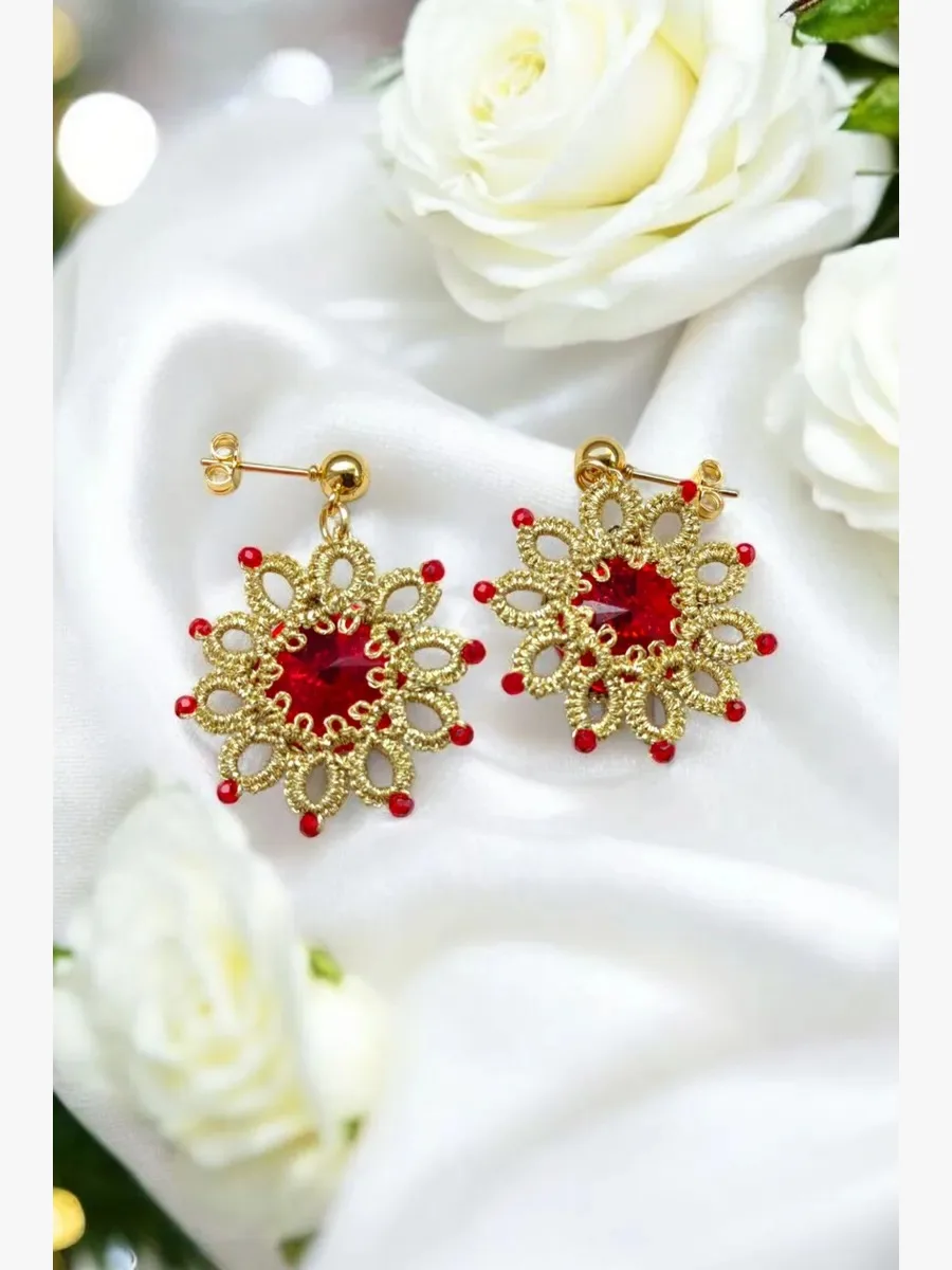 "Sun" Tatted Lace Earrings 7