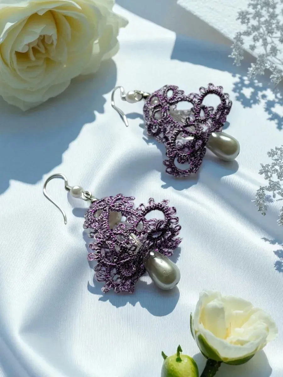 "Arcadia" Tatted Lace Earrings 3