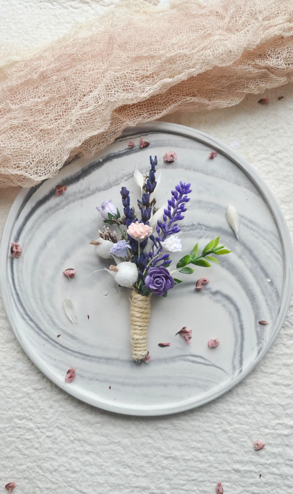 Lavender Silk Boutonniere for Groom and Groomsmen 2