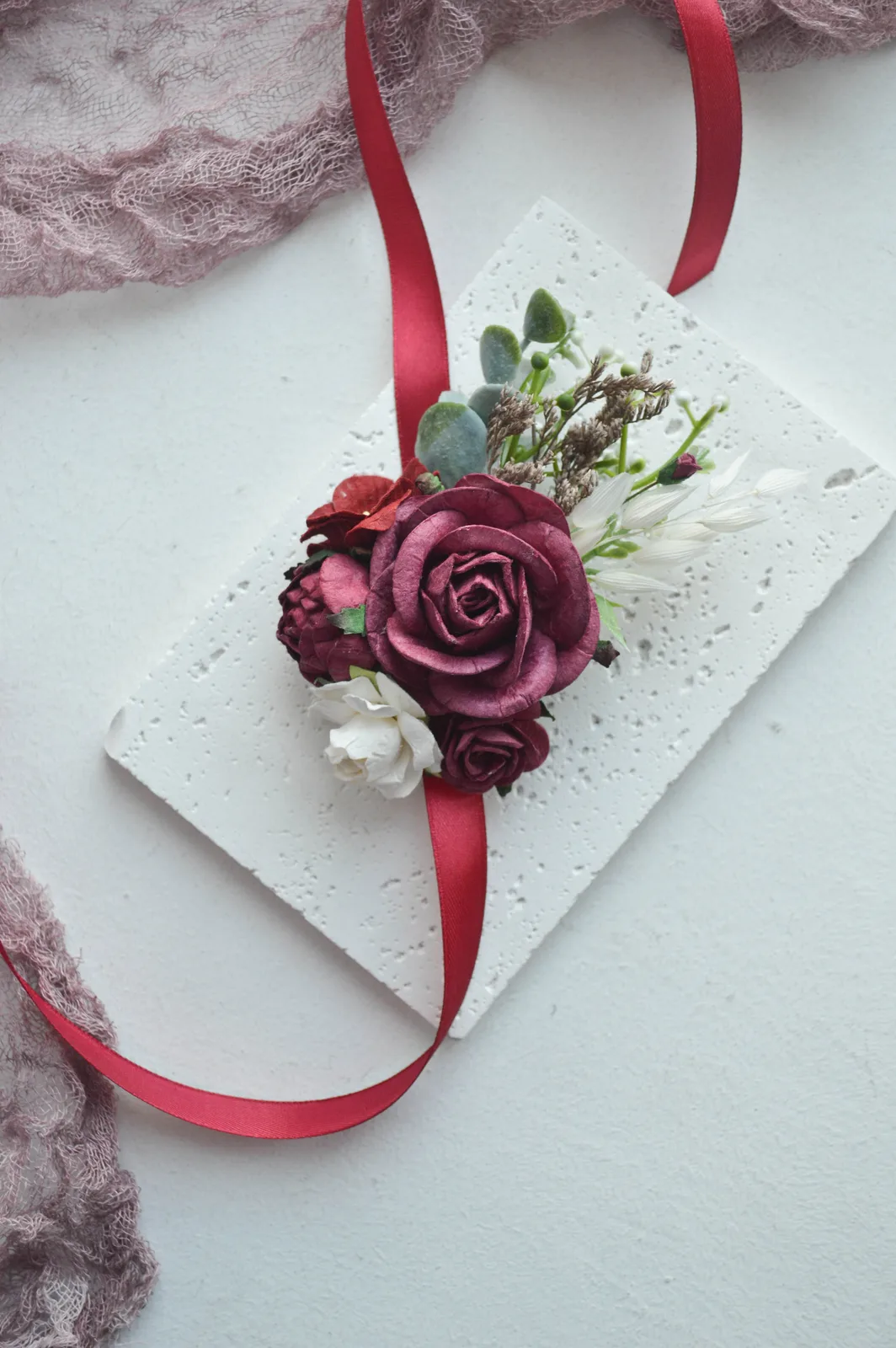 Marsala Rose Wedding Wrist Corsage 4