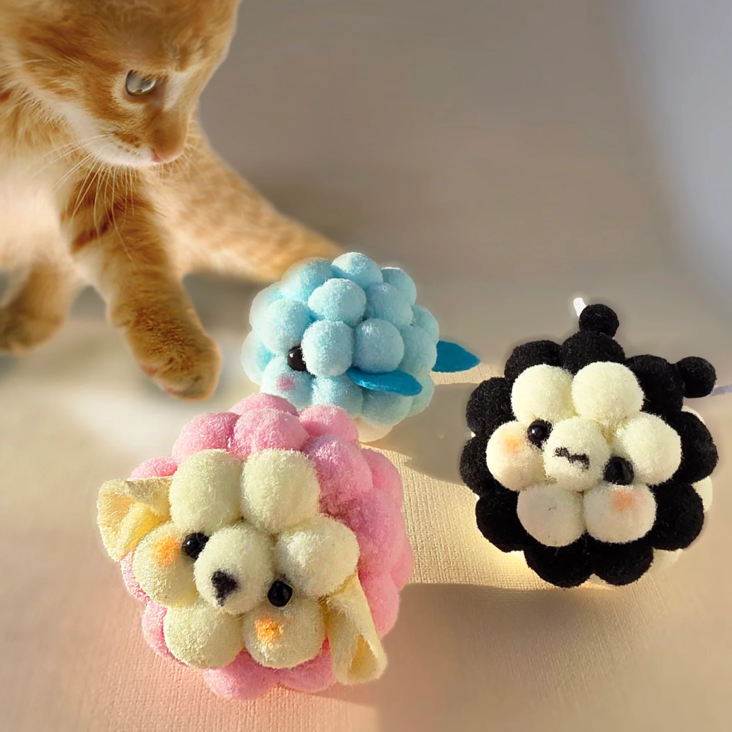 Handmade Pom-Pom Cat Toys 1
