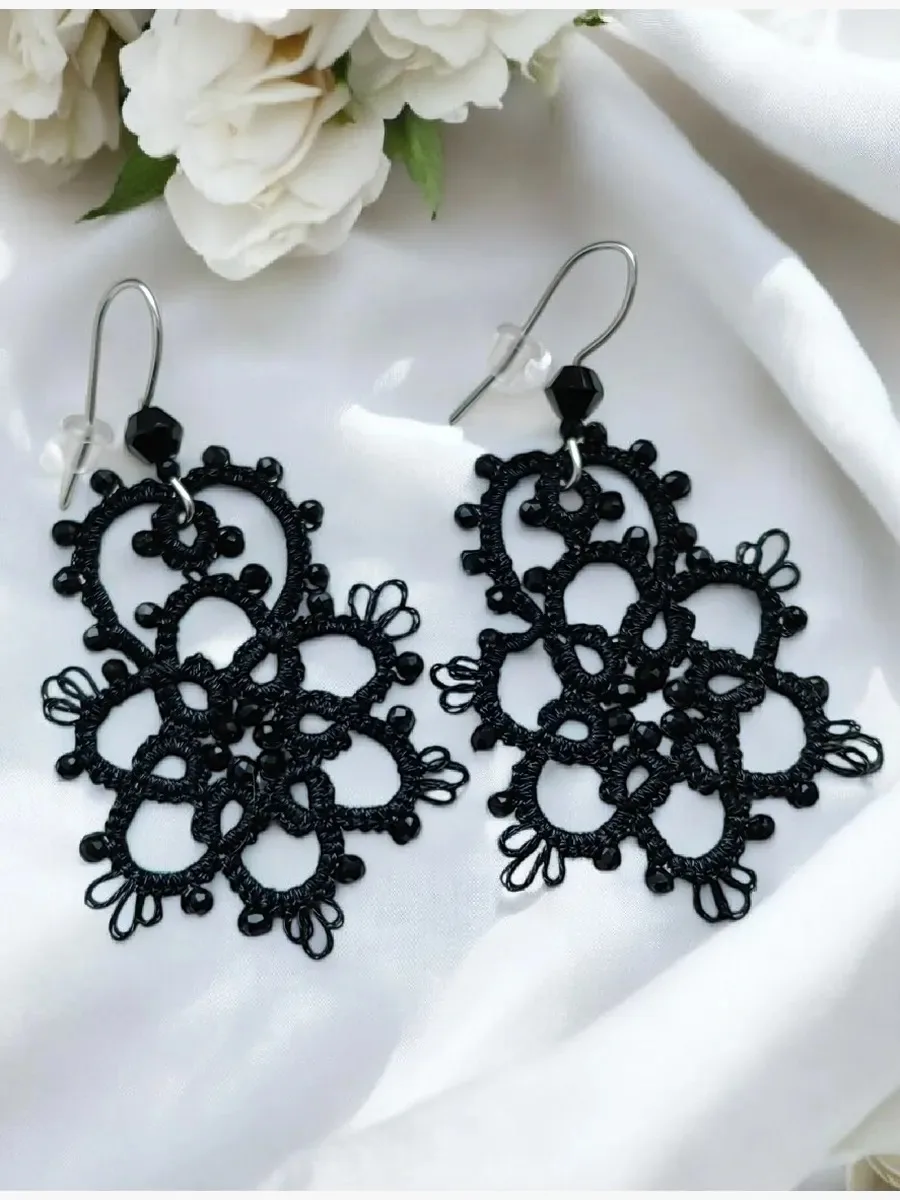 "Flower" Tatted Lace Earrings 3