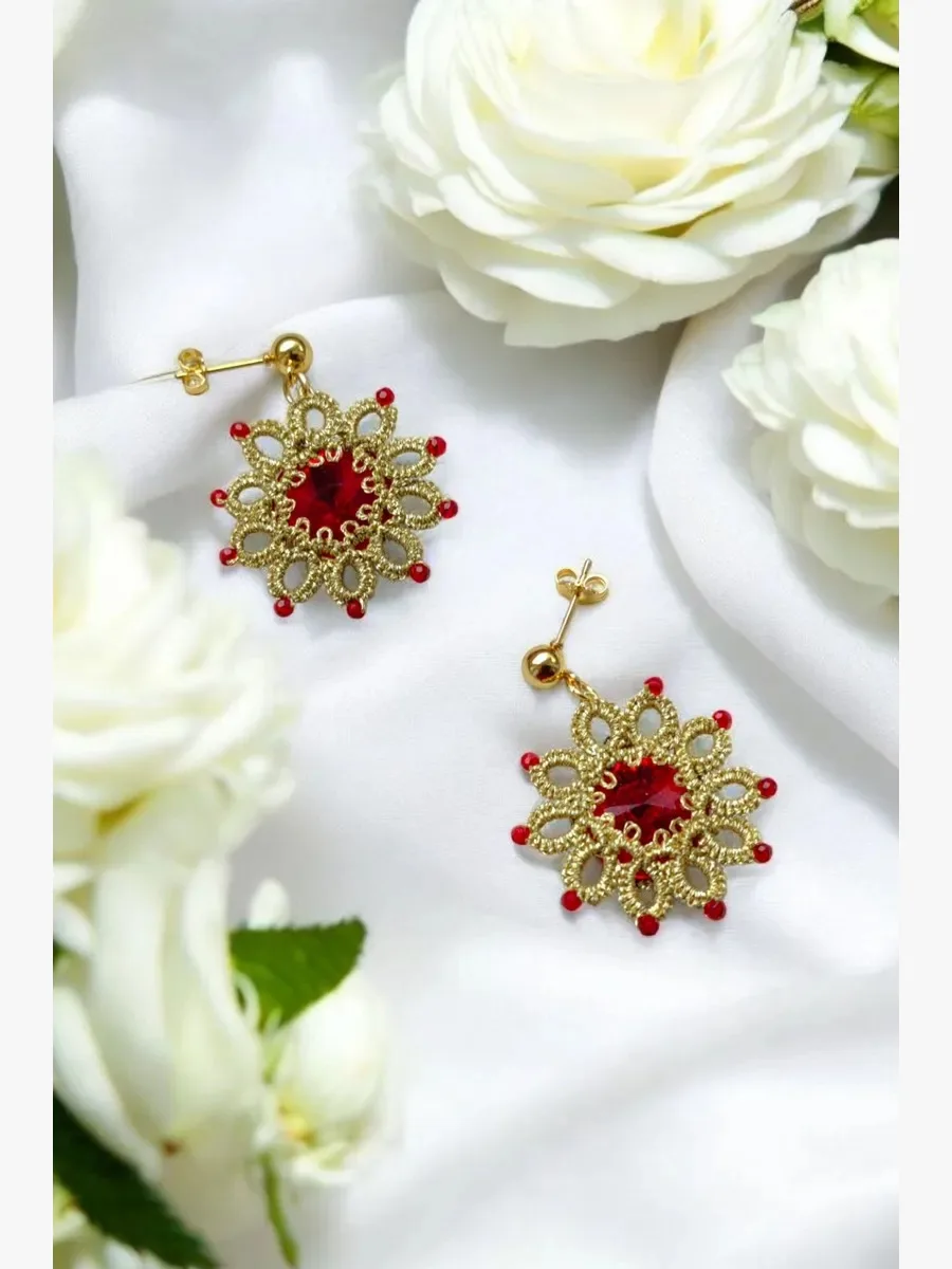 "Sun" Tatted Lace Earrings 4