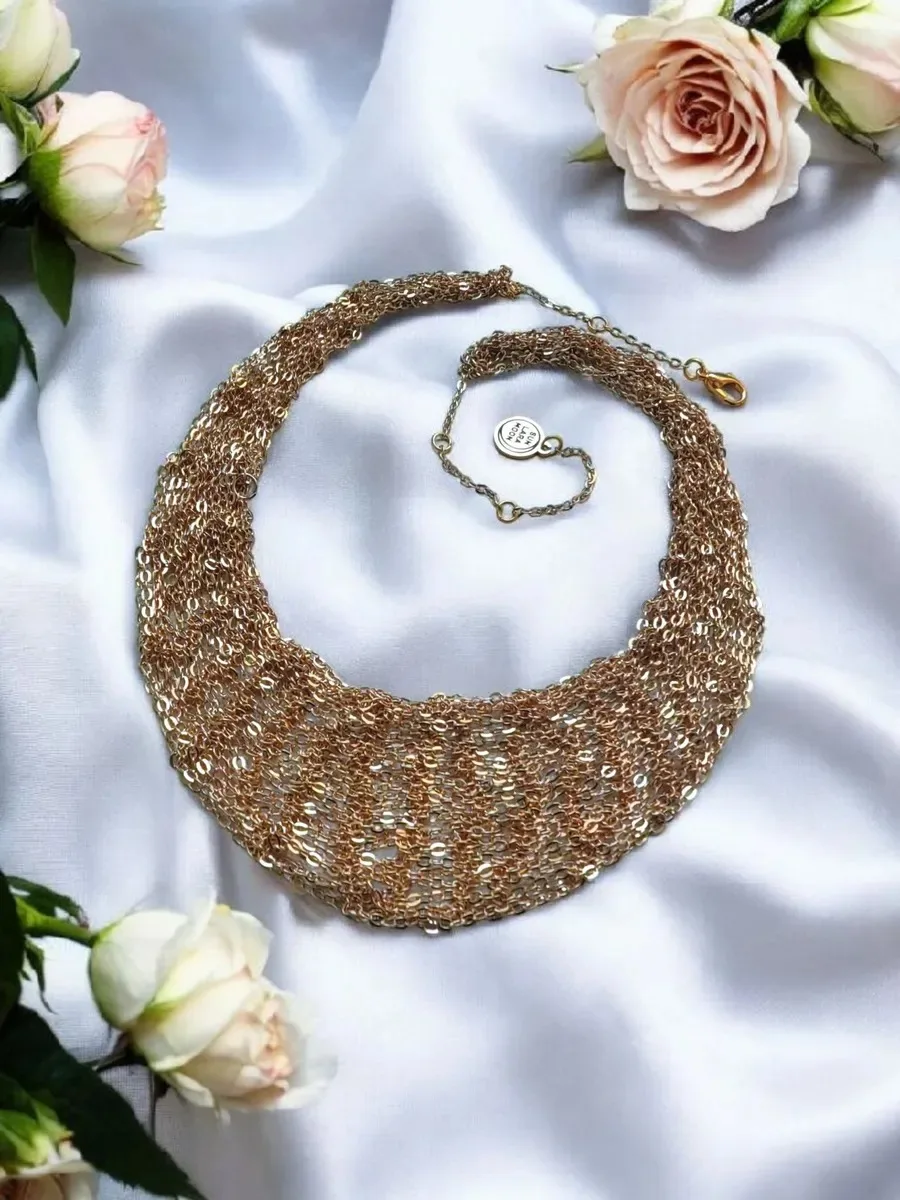 Handmade Knitted Gold Chain Necklace 3