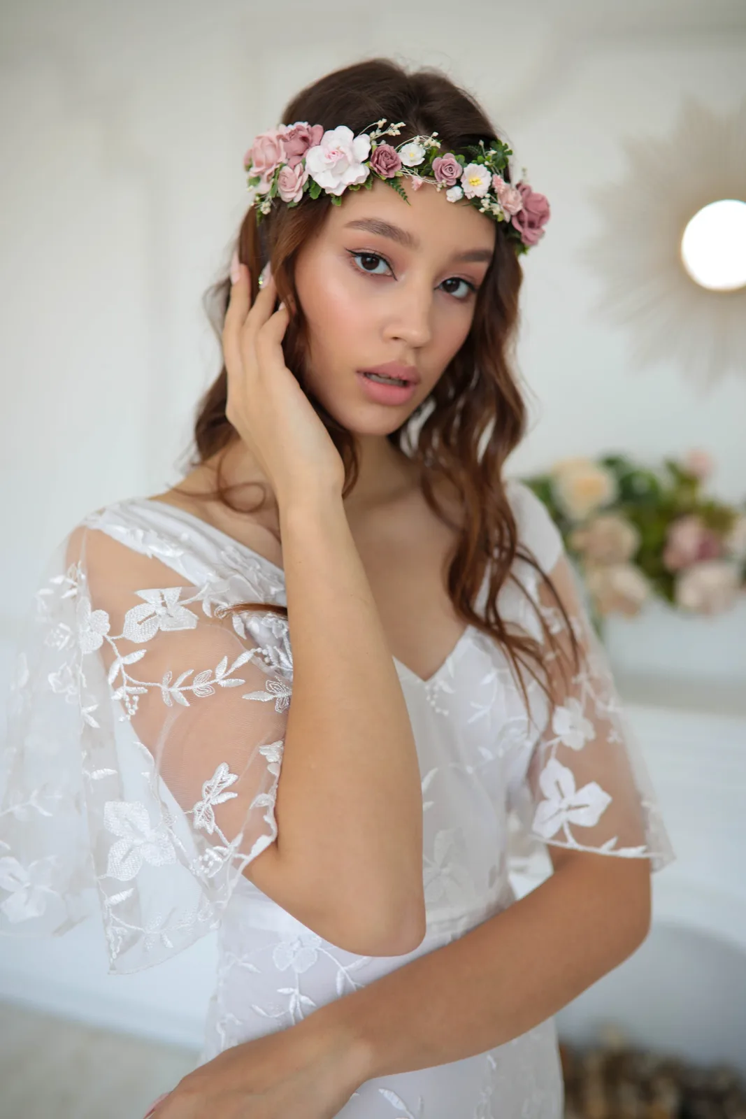 Dusty Pink Floral Crown 5
