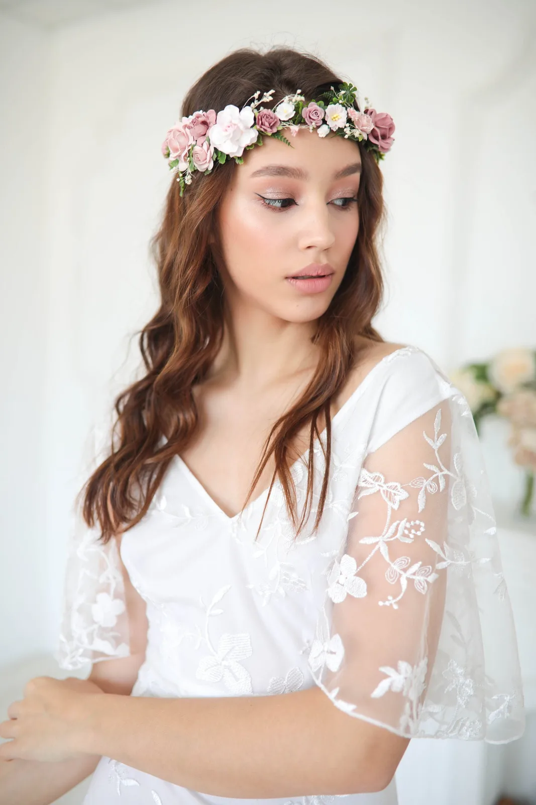 Dusty Pink Floral Crown 6