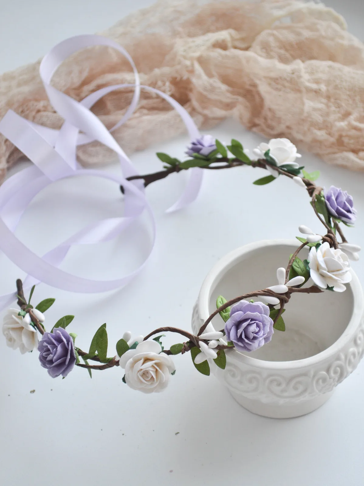 Purple Flower Hair Crown 3