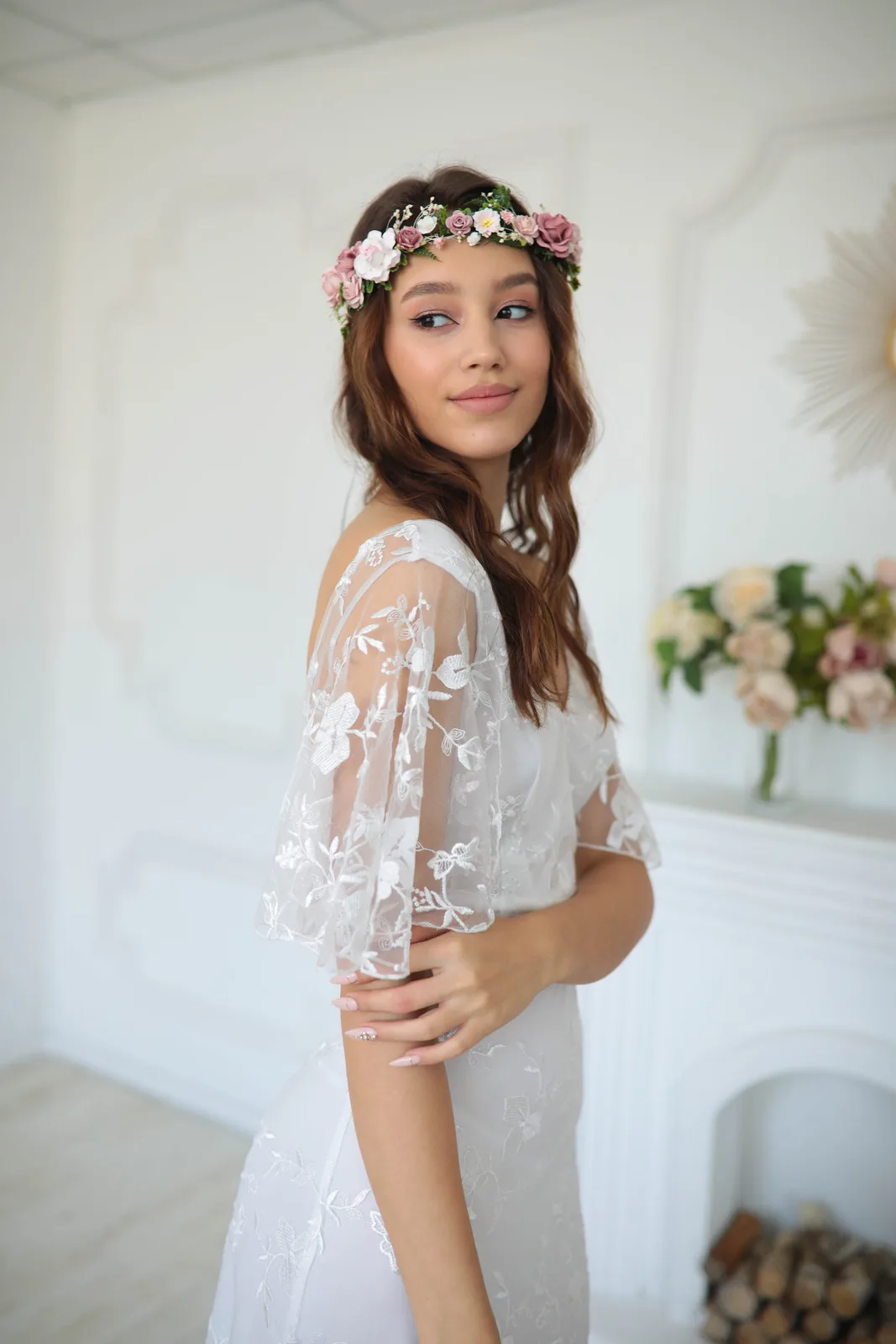Dusty Pink Floral Crown 7