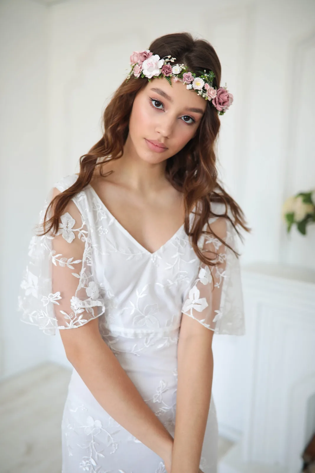 Dusty Pink Floral Crown 2