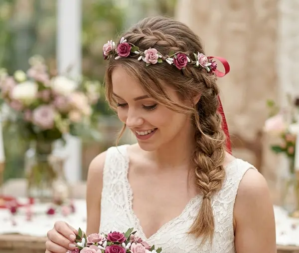 Burgundy flower crown