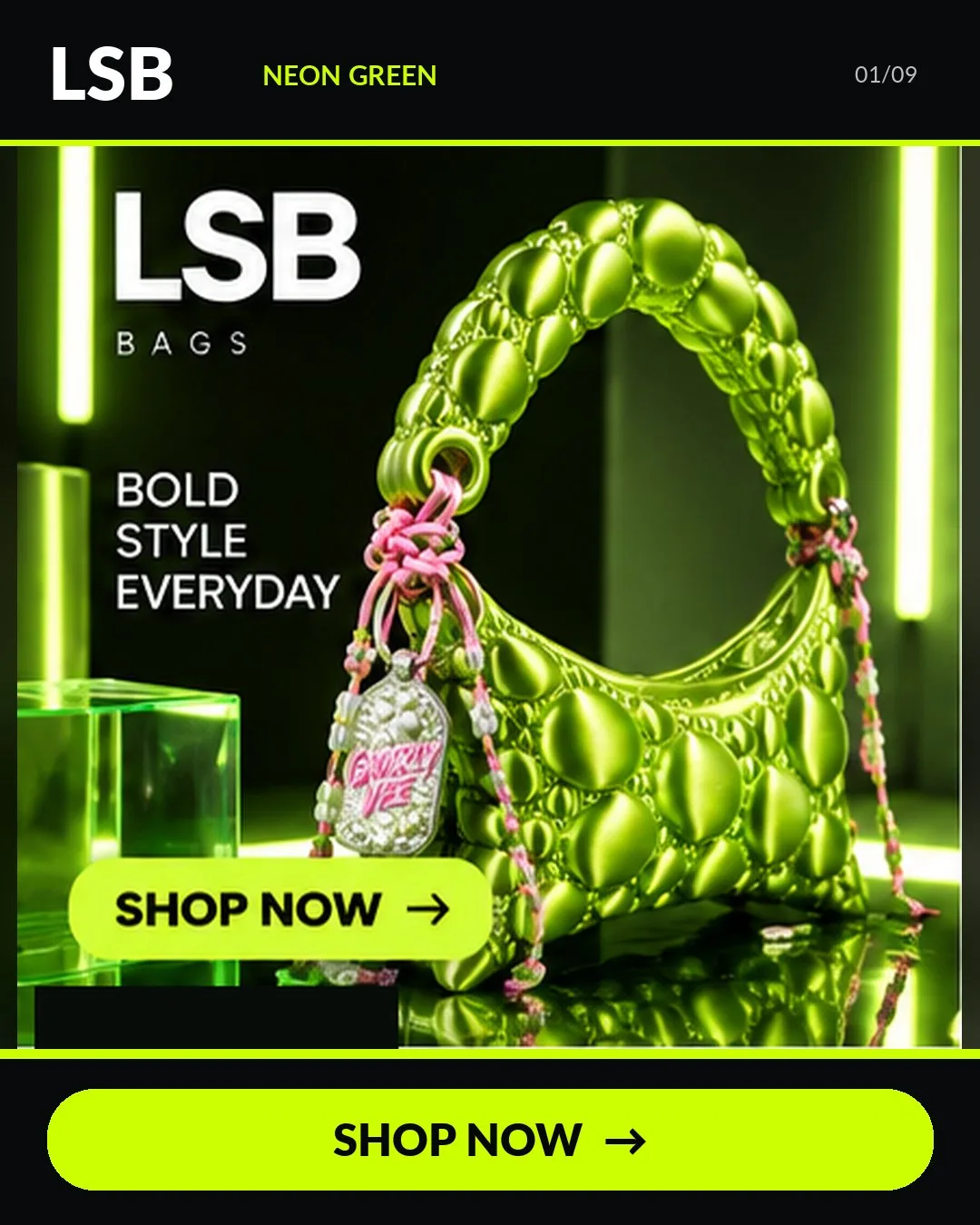 Neon Green Bubble Bag 2