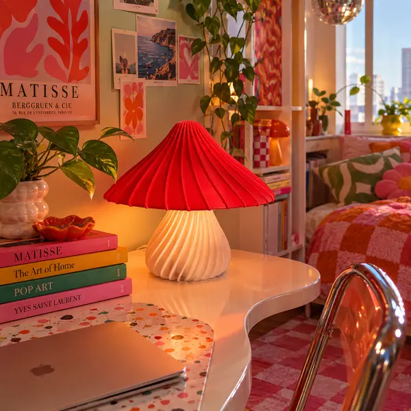 The Shroom Lamp — Red Pleated Mushroom Light