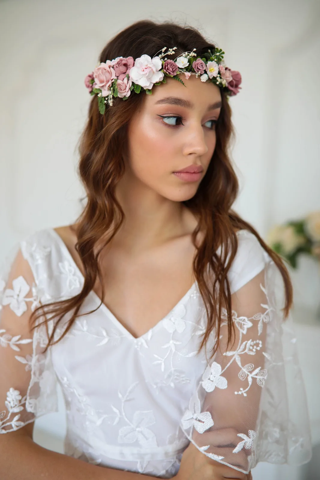 Dusty Pink Floral Crown 4