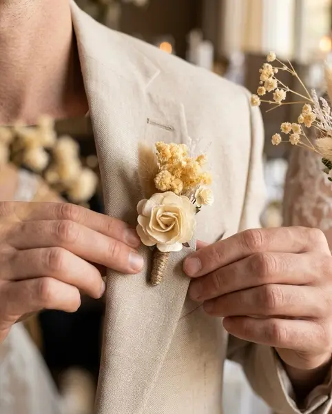 Ivory Floral Boutonniere