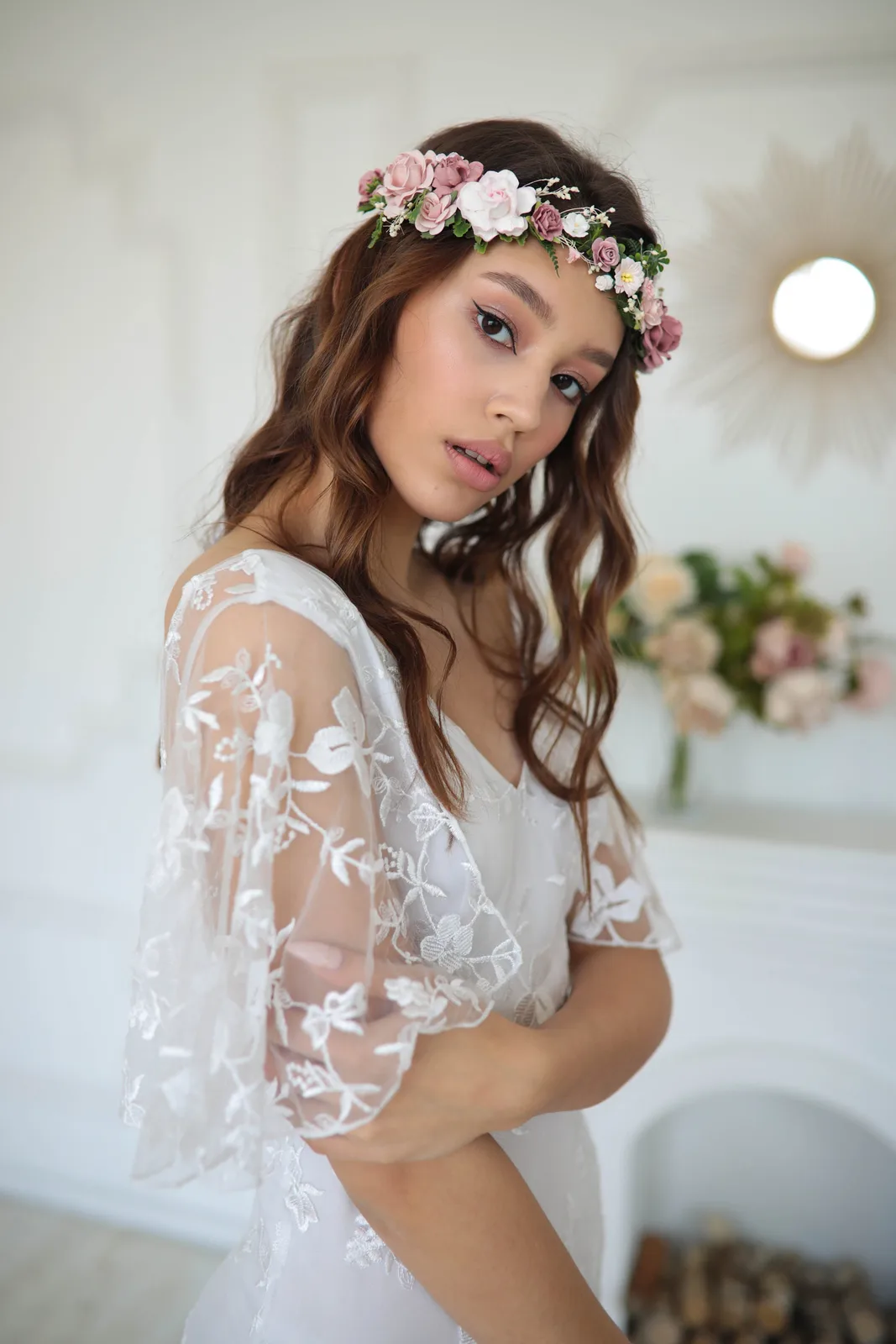 Dusty Pink Floral Crown 3